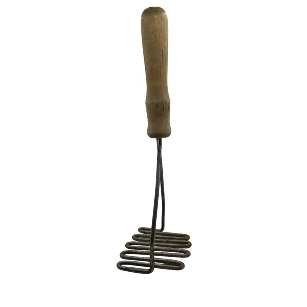 Vintage Potato Masher Wooden Handle Metal Farmhouse Decor 10 inch